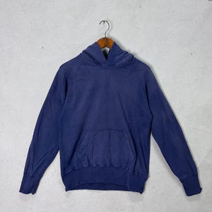 Vintage Warehouse Hoodie Japan Indigo Blue Minimalist Loopwheel Style Size S