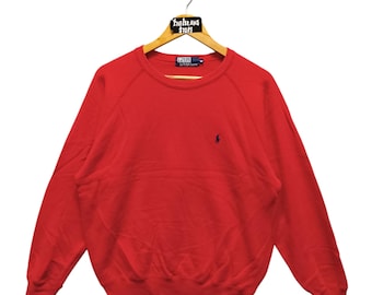 Vintage Polo Ralph Lauren Red Sweatshirt – Size M – Classic Spellout Pony Logo