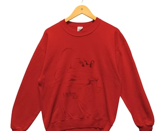 Vintage Mickey & Co Red Velva Sheen Sweatshirt Made in USA 90s Disney Crewneck Size M