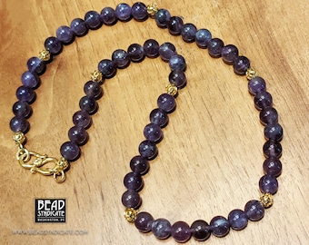 Amethyst Beaded Necklace – 18K Gold-Plated, Gemstone Jewelry