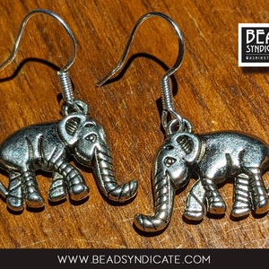 Silver Elephant Earrings - 925 Sterling Silver Ear Wire - Perfect gift for elephant lovers!