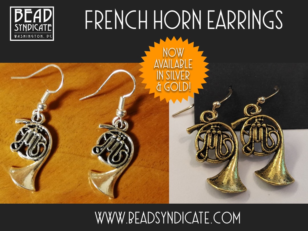 French Horn Earrings Now Available in Your Choice of Silver or Gold Etsy