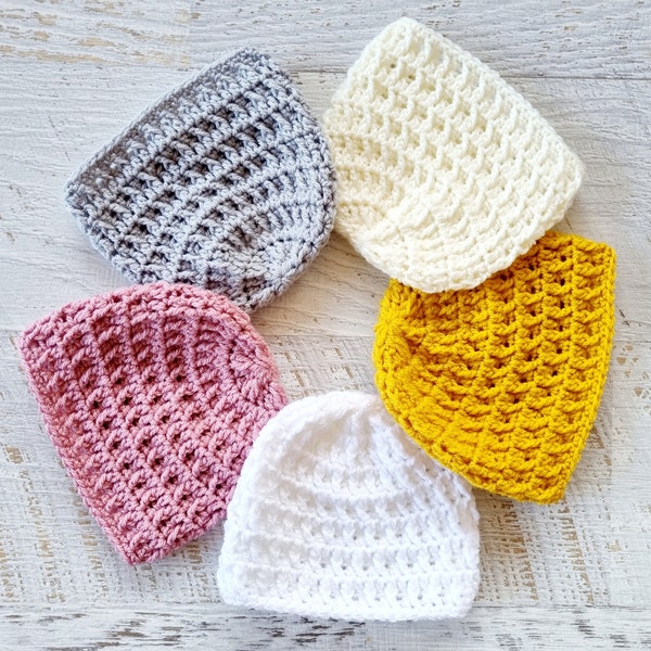 Baby Beanie Newborn Vintage Handmade Crochet Knitted Hat Cap