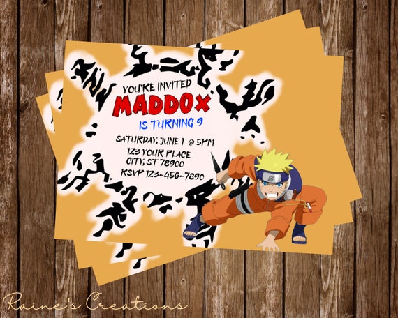 Naruto Invitation Danniversaire Etsy France