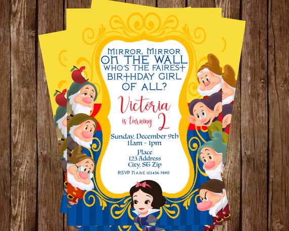Invitation Anniversaire Blanche Neige Etsy Invitation Anniversaire Blanche Neige Etsy