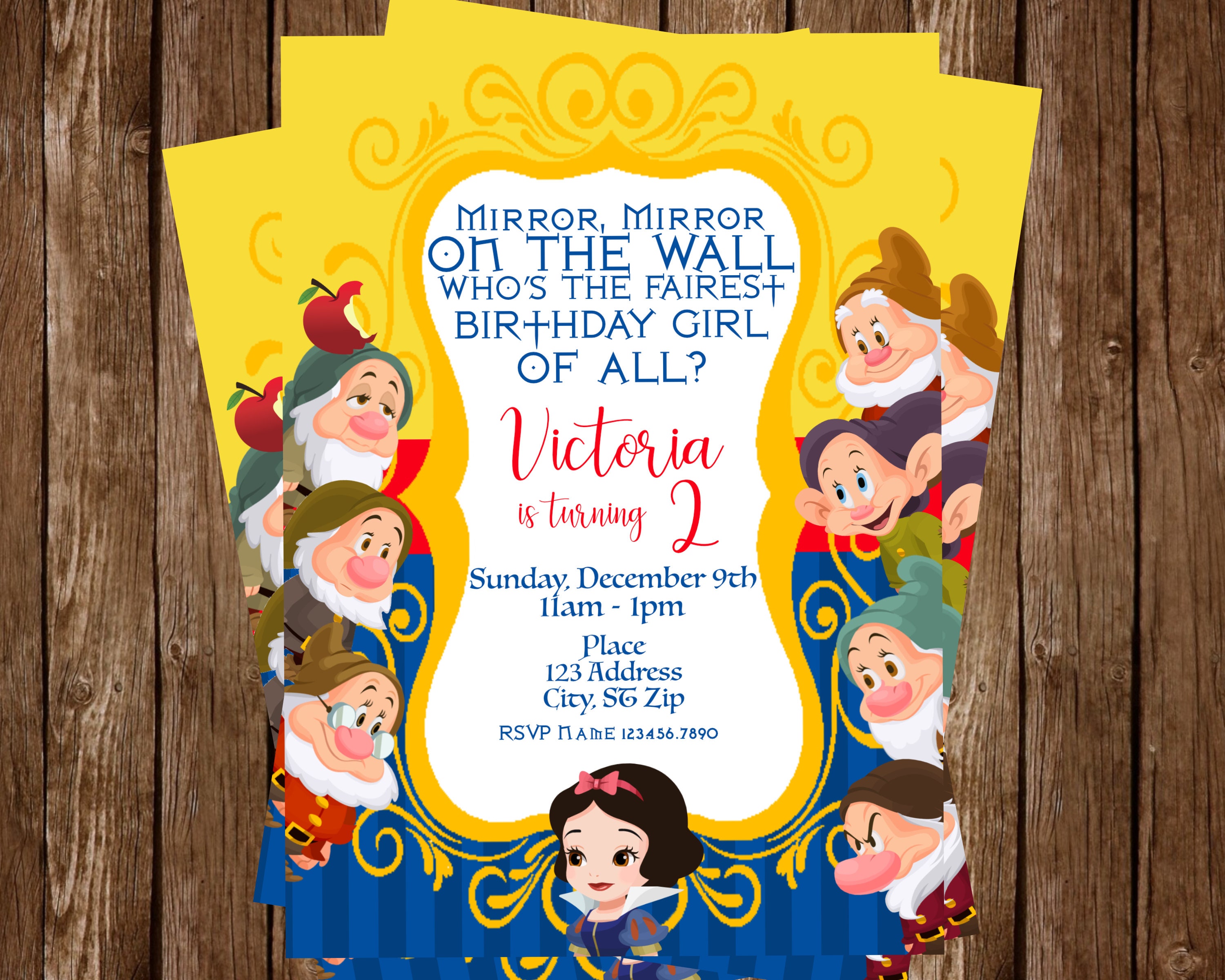 Snow White Birthday Invitation Etsy