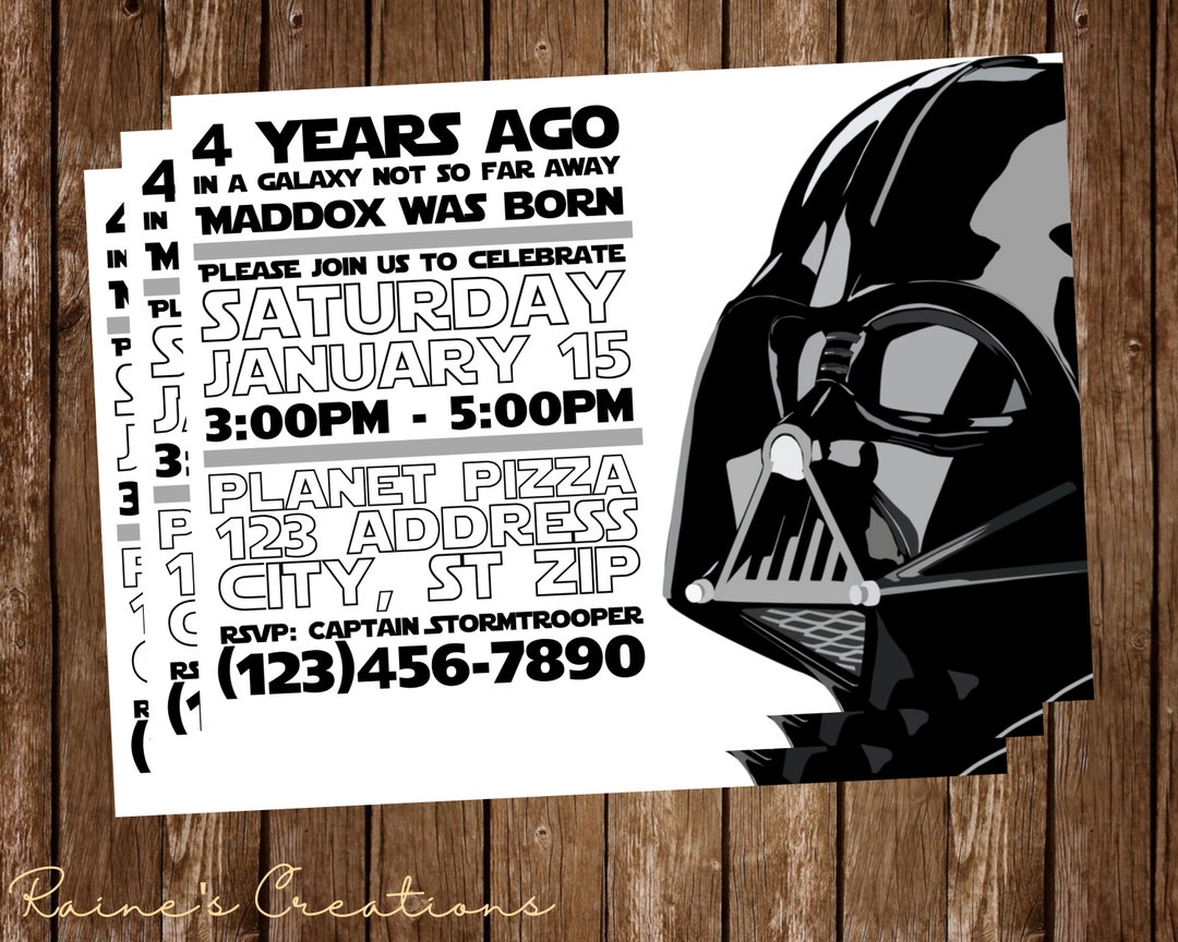 Darth Vader Birthday Invitation - Etsy