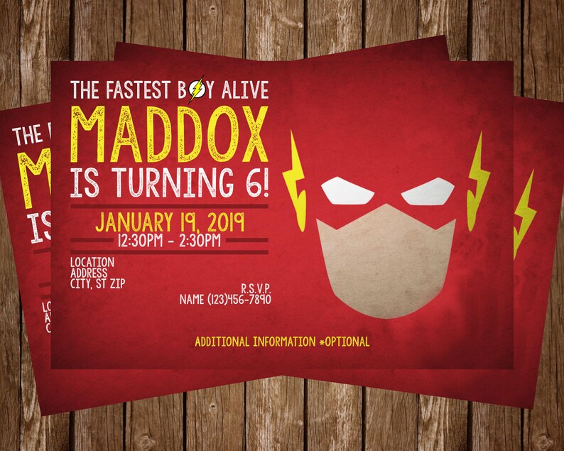 The Flash Birthday Invitation Etsy