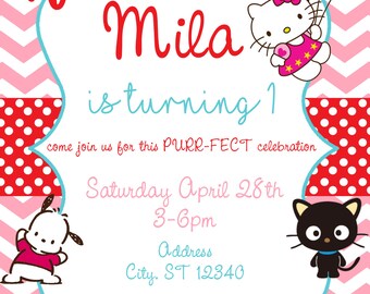 Hello Kitty Sanrio Birthday Invitation