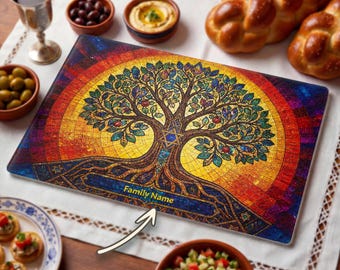 Personalized Tree of Life Challah Board, Custom Jewish Cutting Board, Wedding or Housewarming Gift, Shabbat Table Decor