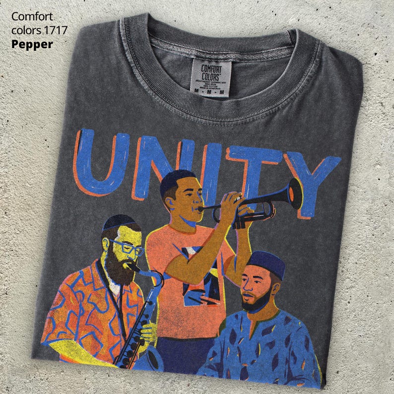 Jazz Shirt, Interfaith Music Graphic Tee, Unity Gift for Men, Jewish ...