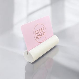 Porte-carte en béton blanc minimaliste – Support cartes de visite, menus, photos, QR code – Présentoir design et stable