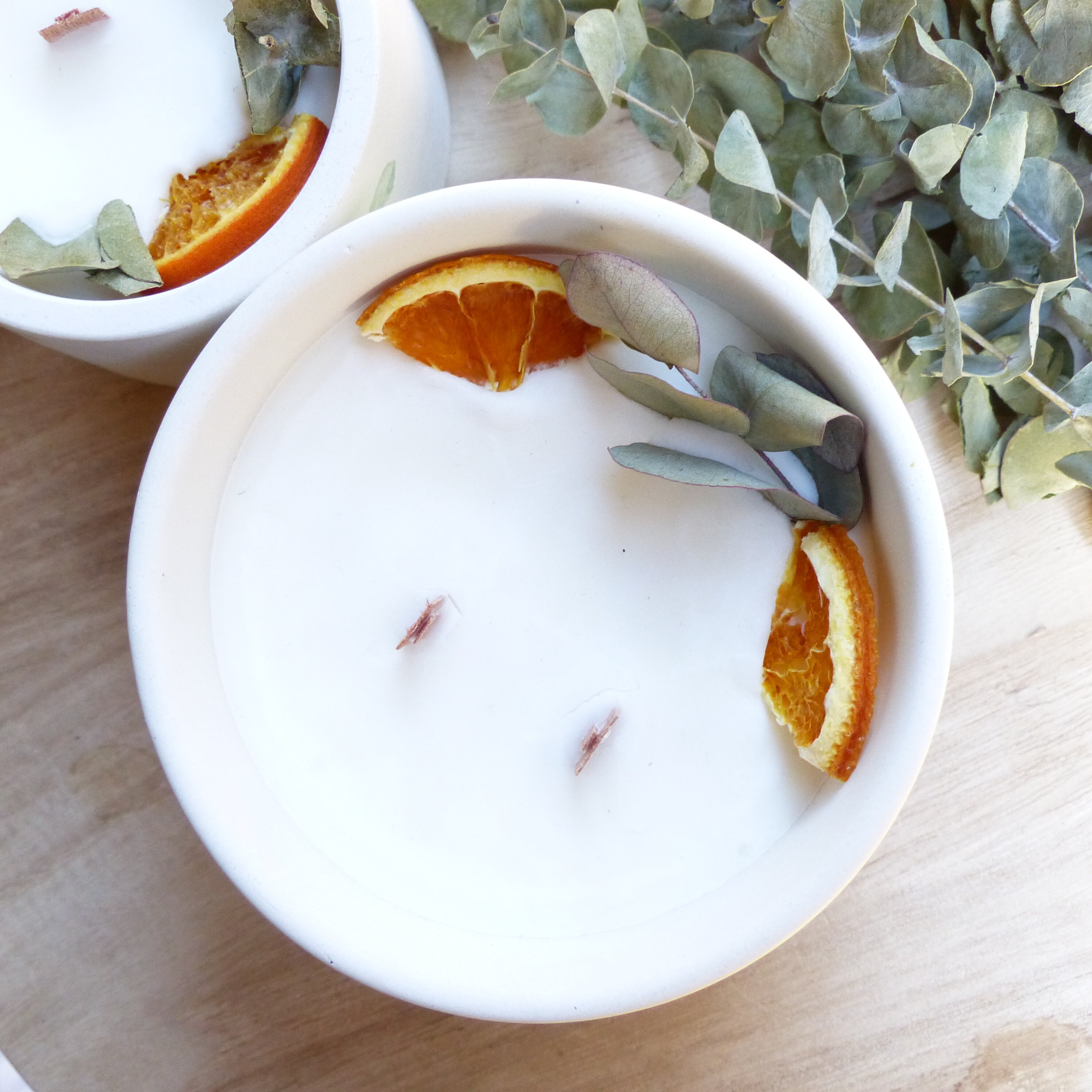 Bougie Eucalyptus Orange en Cire de Soja Naturelle - Grande Bougie Parfumée Fabriquée Bretagne Ateli