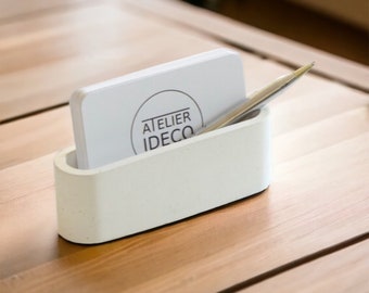Atelier IDeco - White concrete business card display for office table