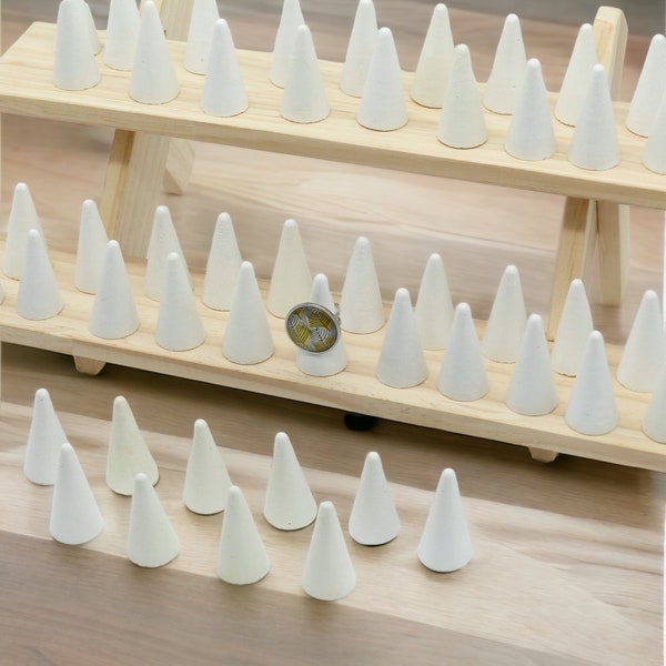 Lot de 50 cônes présentoirs à bagues en béton blanc - Édition exclusive pour professionnels