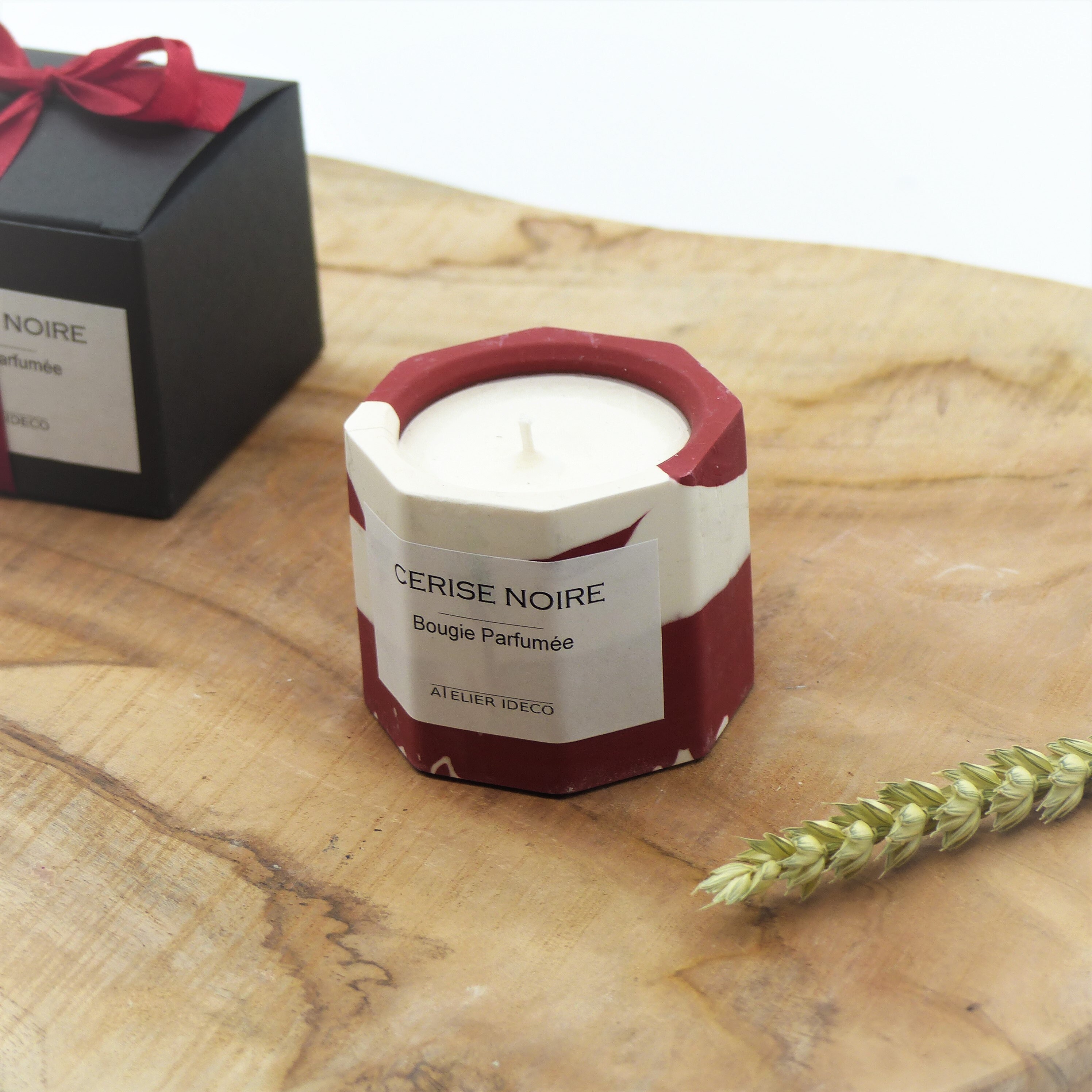 Bougie Cerise Noire | Petite Bougie Parfumée avec Mèche en Coton Atelier Ideco