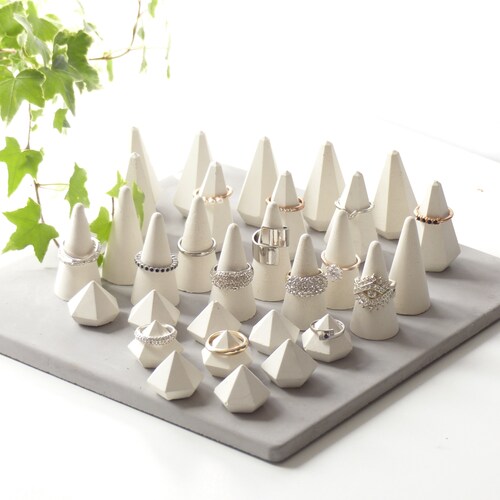 Atelier Ideco Set of 30 White Concrete Ring Holders Cones Etsy