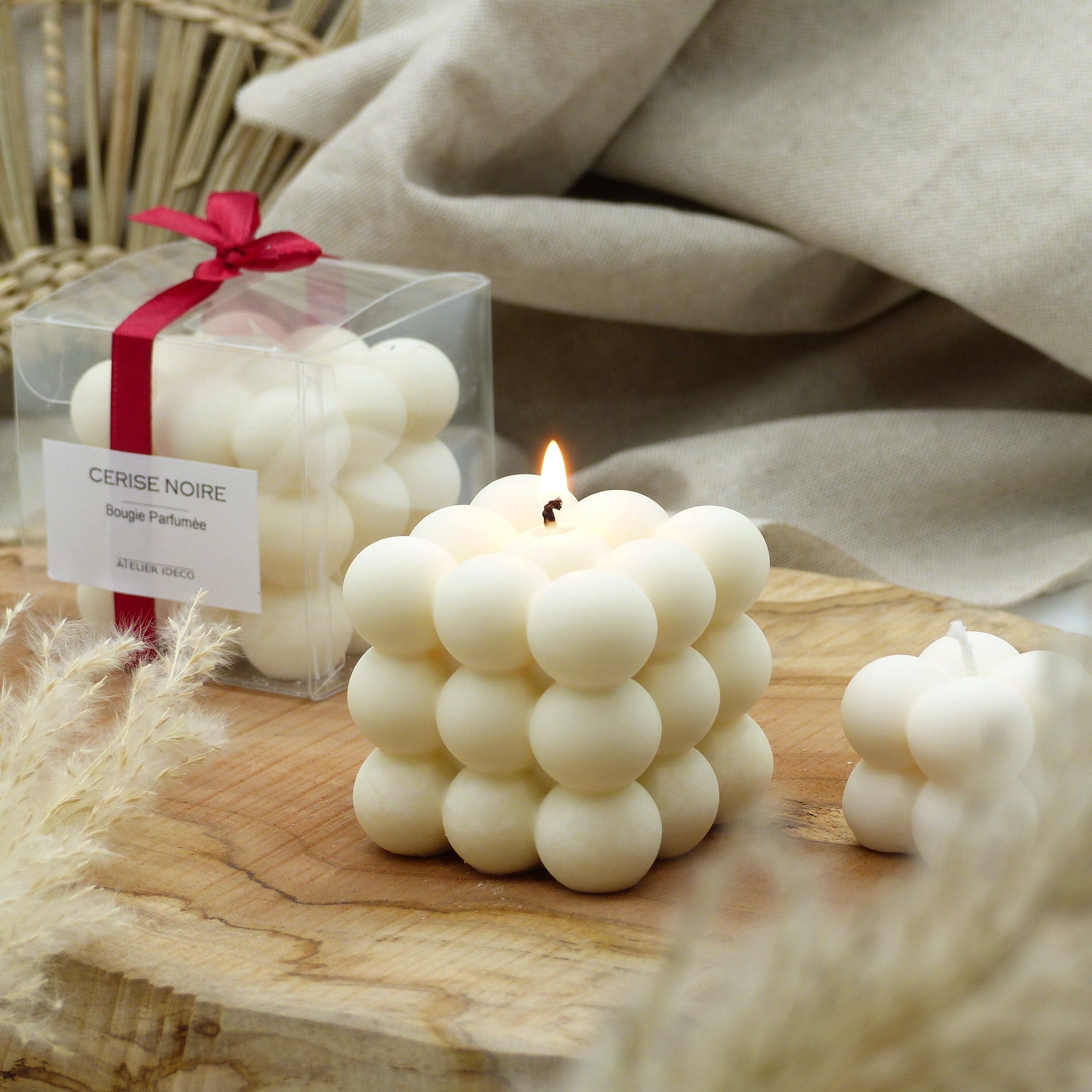 Bougie Bulles Parfumée à La Cerise | Cire de Soja Naturelle