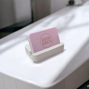 Porte-cartes en béton blanc – Présentoir minimaliste pour cartes de visite et cartes de fidélité
