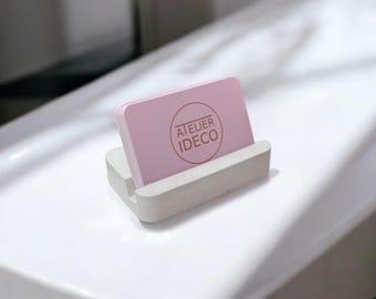 Porte-cartes en béton blanc – Présentoir minimaliste pour cartes de visite et cartes de fidélité