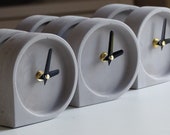 Grey modern Scandinavian silent concrete desk clock, industrial office decor gift, handmade personalized quiet watch, custom clocks