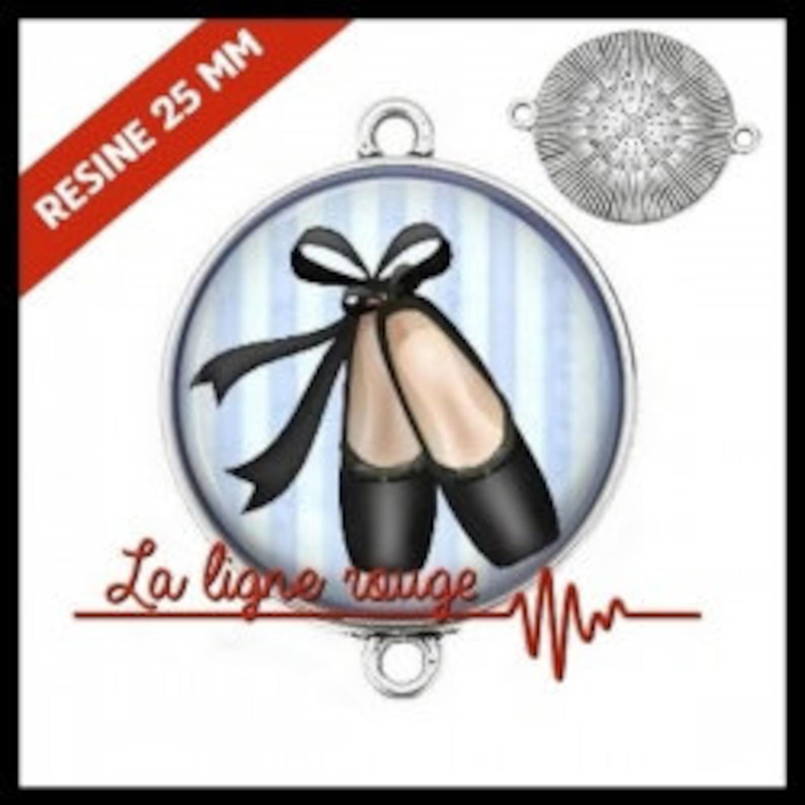 to choose from-with or without support cabochon, resin or glass, silver or bronze - ballet shoes (9301) - gift birthday christma