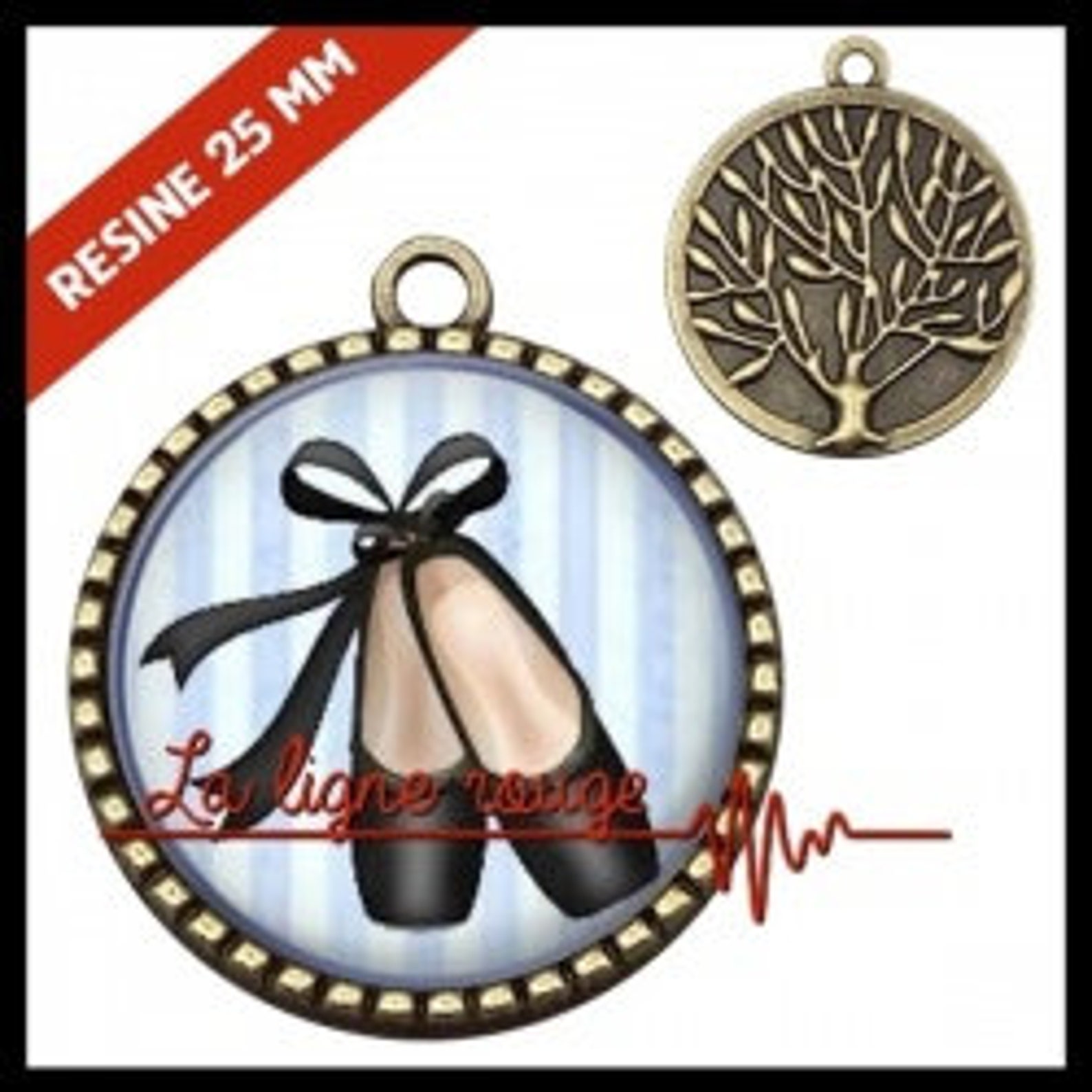 to choose from-with or without support cabochon, resin or glass, silver or bronze - ballet shoes (9301) - gift birthday christma