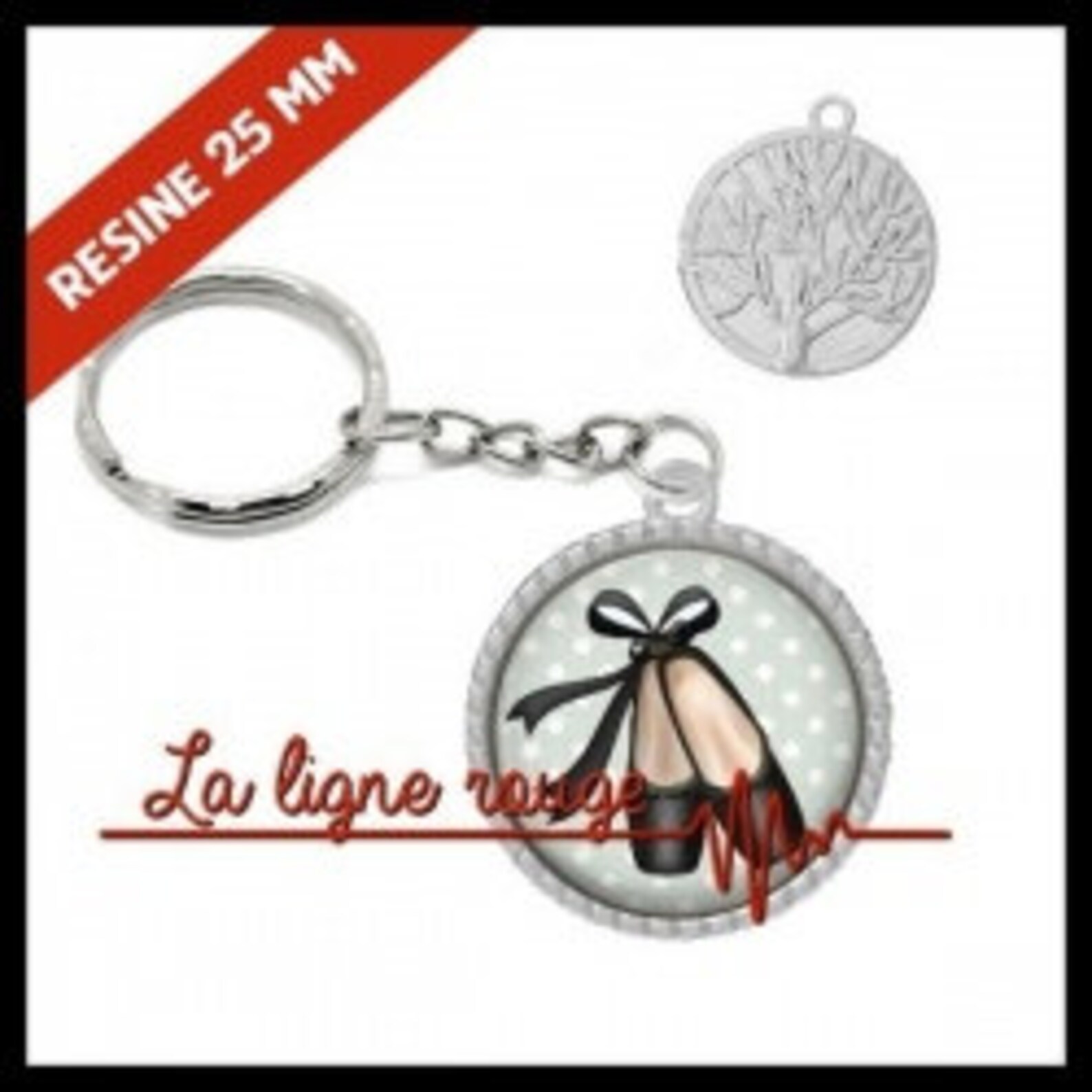 to choose from-with or without support cabochon, resin or glass, silver or bronze - ballet shoes (9297) - gift birthday christma