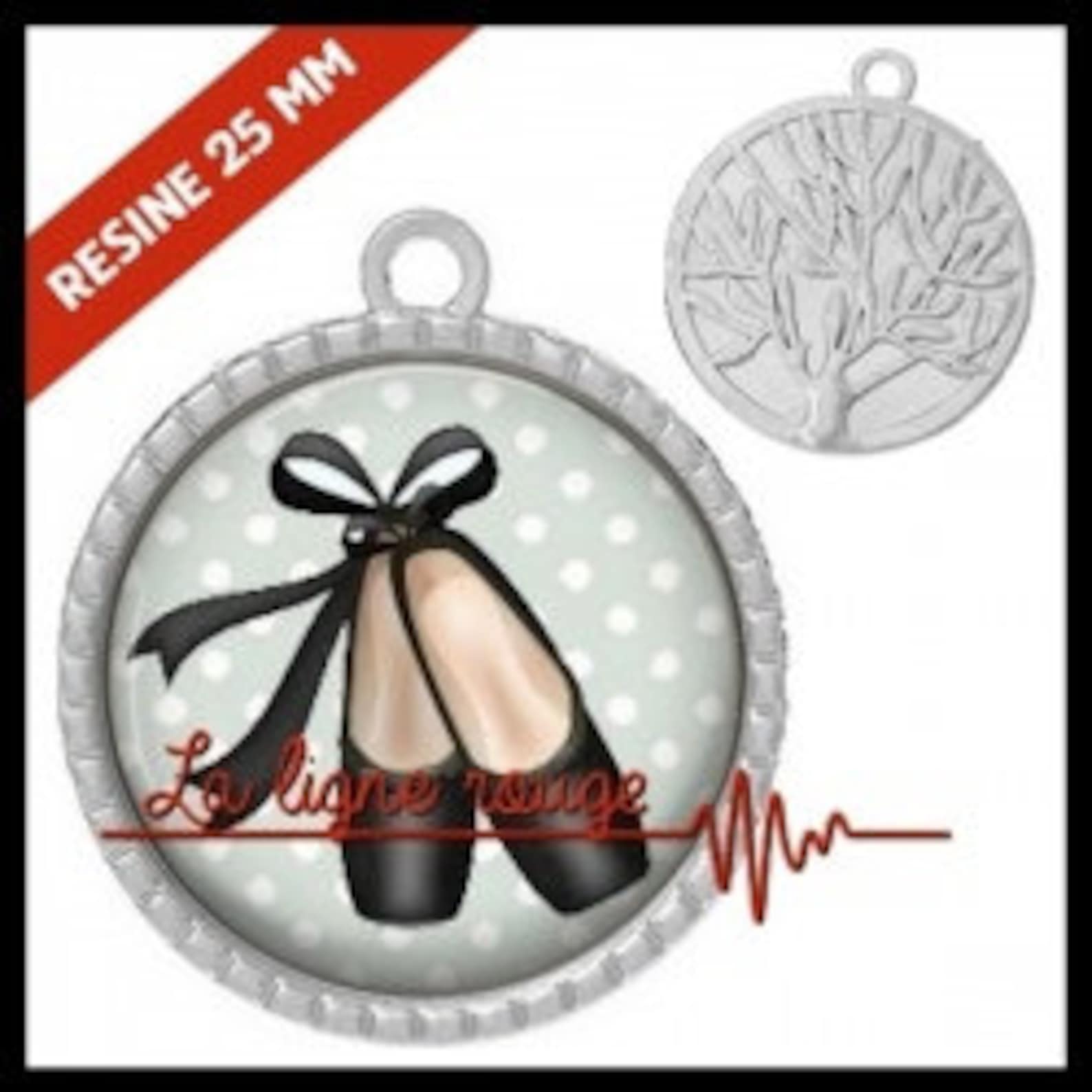 to choose from-with or without support cabochon, resin or glass, silver or bronze - ballet shoes (9297) - gift birthday christma
