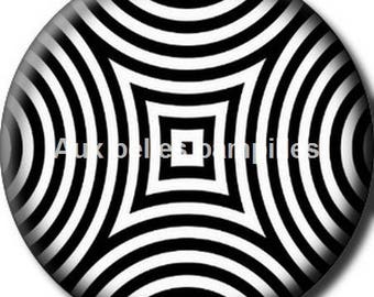 Round cabochon resin 25 mm - optical illusion stick (1323) - black and white