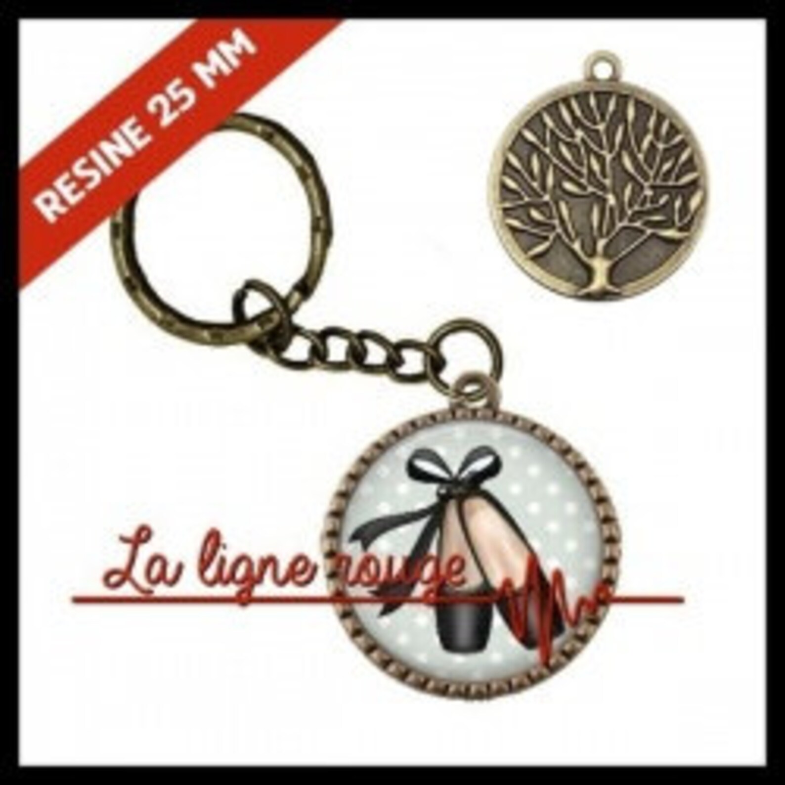 to choose from-with or without support cabochon, resin or glass, silver or bronze - ballet shoes (9297) - gift birthday christma