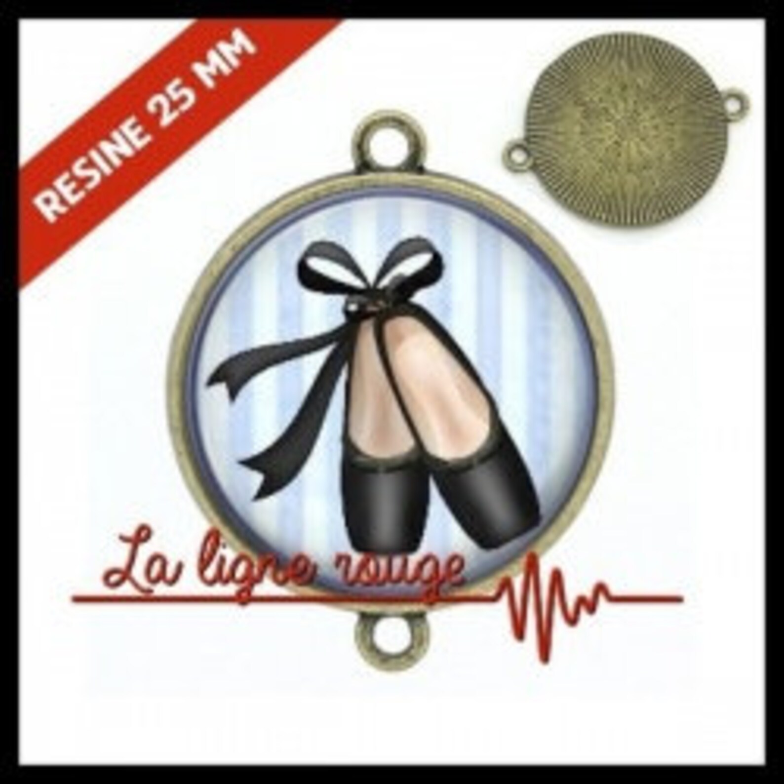 to choose from-with or without support cabochon, resin or glass, silver or bronze - ballet shoes (9301) - gift birthday christma