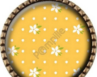 Bronze pendant Cabochon - orange blossoms (613)