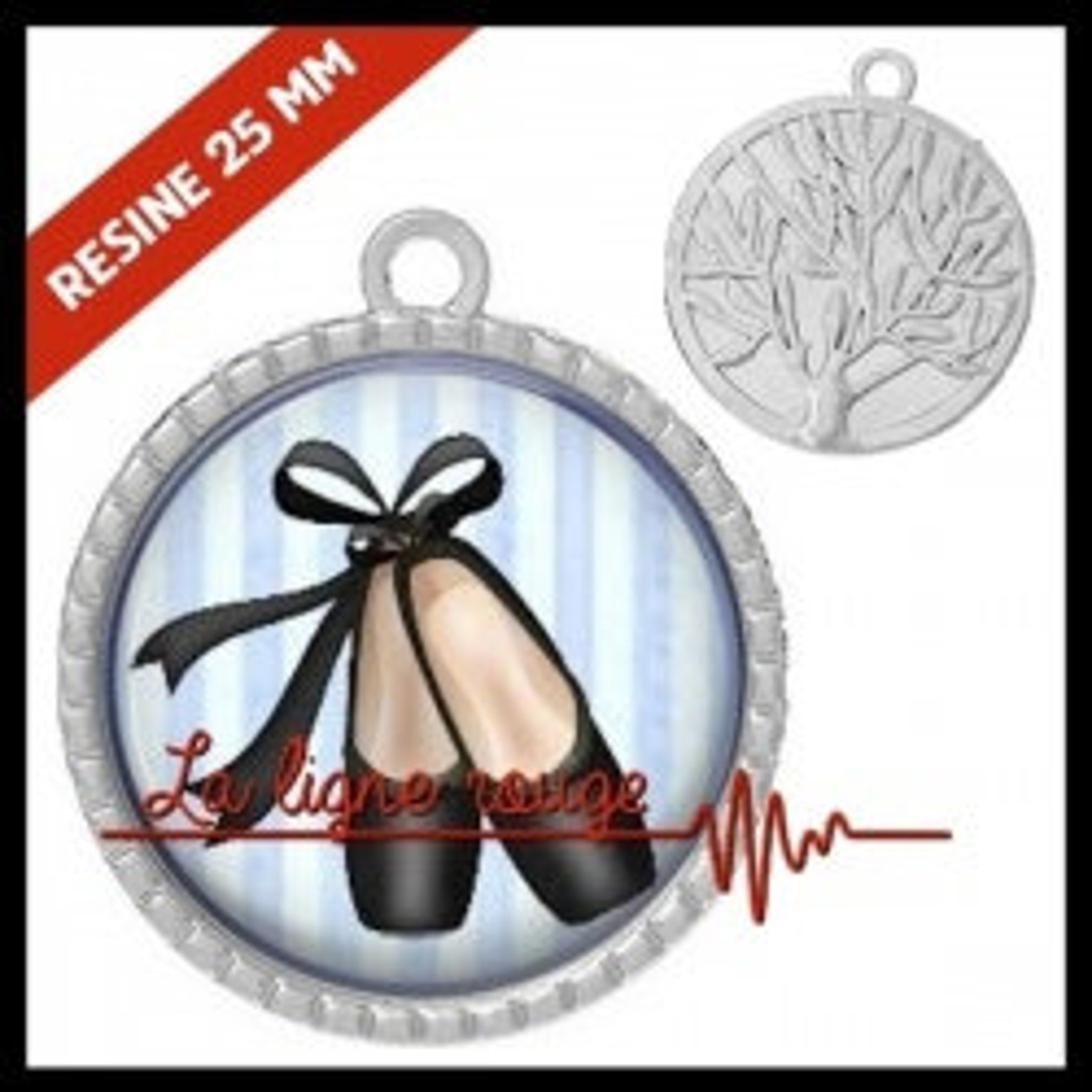 to choose from-with or without support cabochon, resin or glass, silver or bronze - ballet shoes (9301) - gift birthday christma