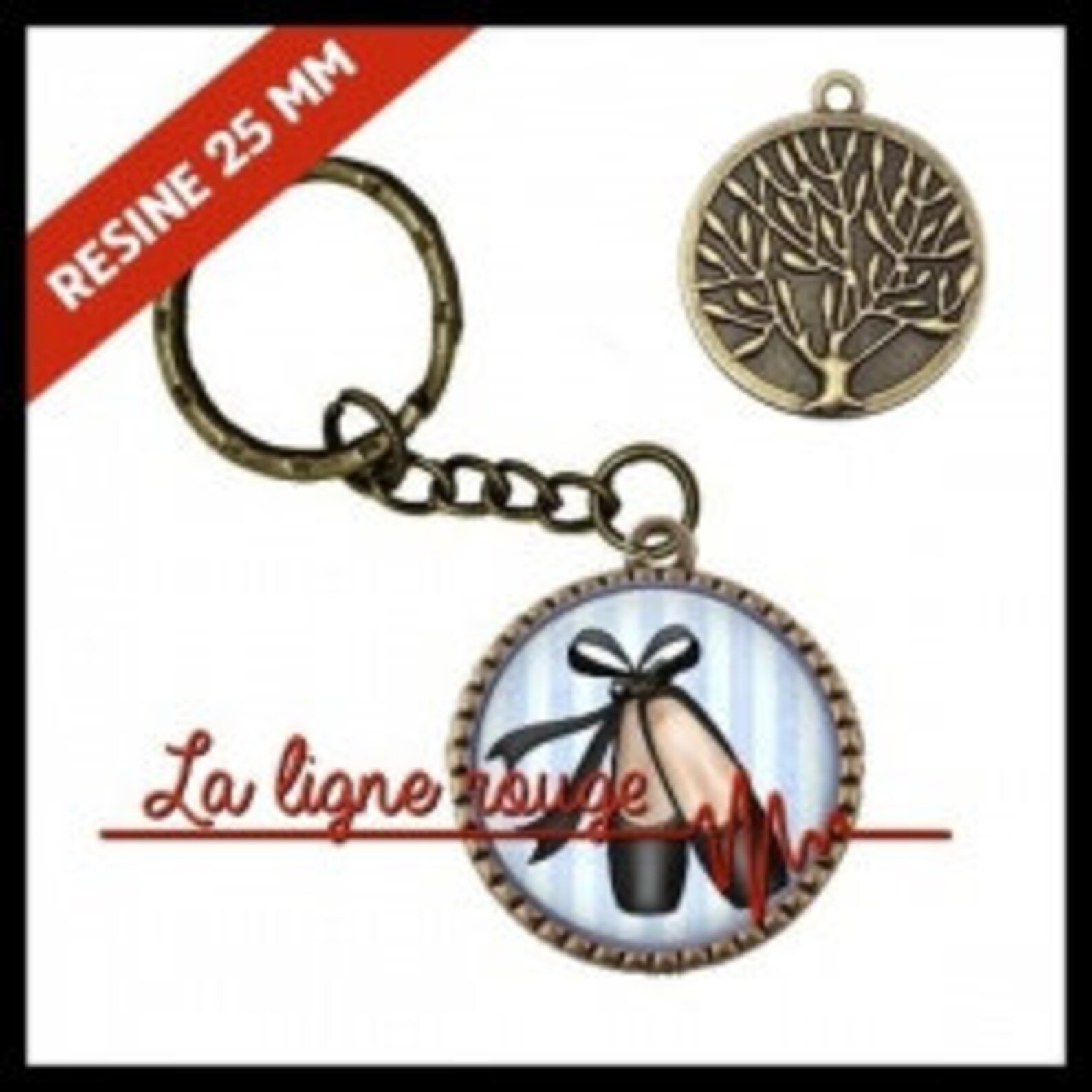 to choose from-with or without support cabochon, resin or glass, silver or bronze - ballet shoes (9301) - gift birthday christma