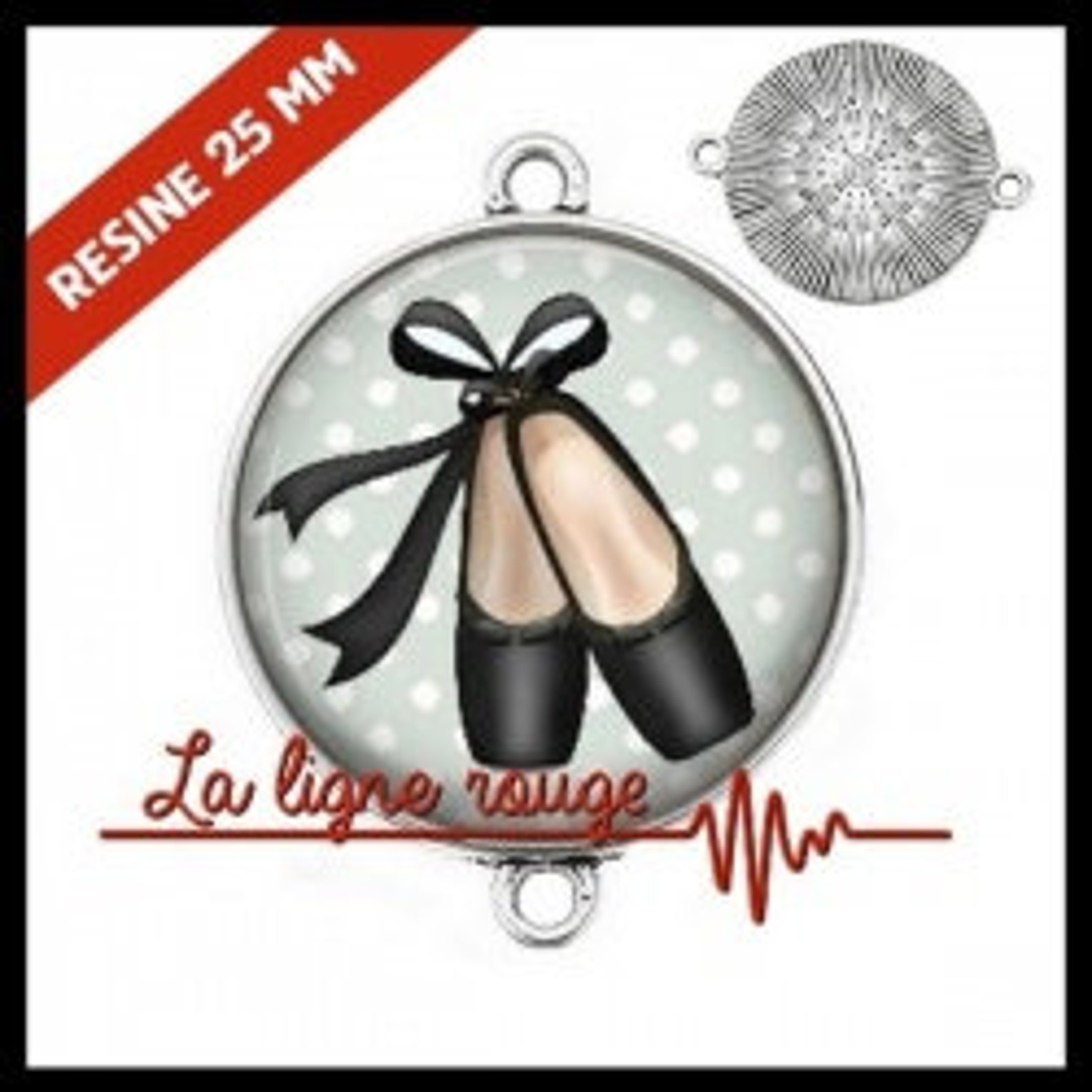 to choose from-with or without support cabochon, resin or glass, silver or bronze - ballet shoes (9297) - gift birthday christma