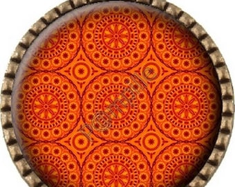 Bronze pendant Cabochon - orange (232)