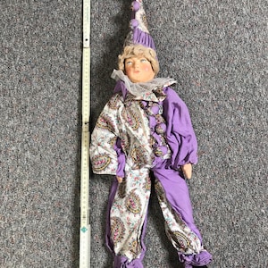 Clown Puppe Vintage antik Harlequin Pierrot