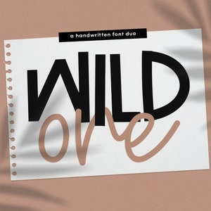 Wild One Font: un dúo de fuentes manuscritas con secuencias de comandos e impresión, fuentes para Cricut, paquete de fuentes