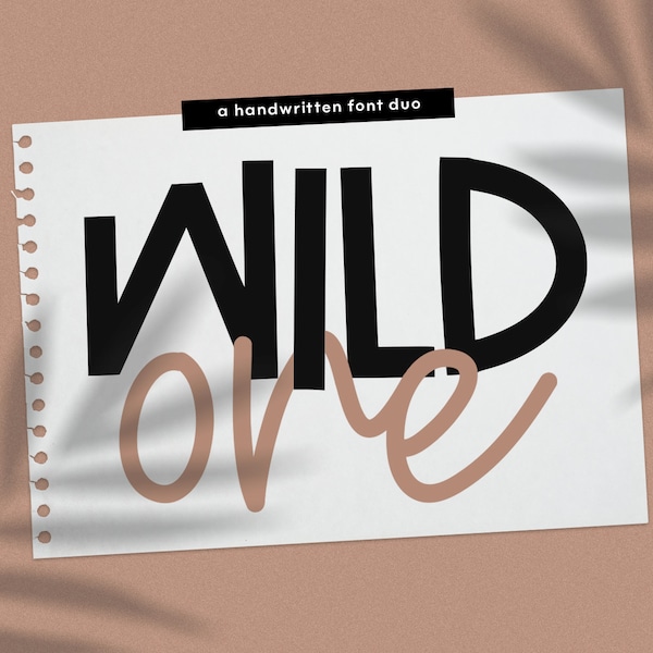 Wild One Font - A Script & Print Handwritten Font DUO, Fonts for Cricut, Font Bundle