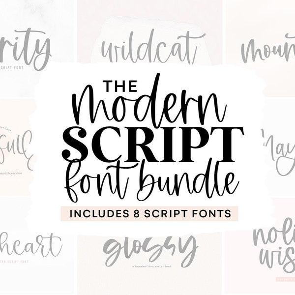 Mini Modern Script Font Bundle - Calligraphy Fonts, Handwritten Fonts, Cricut Font Bundle, Farmhouse Fonts, Script Fonts, Wedding Fonts