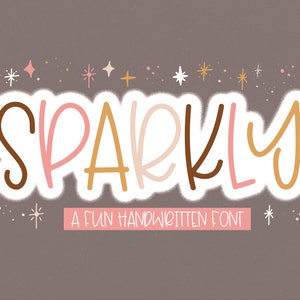 Funkelnde Schriftart - Schrullige handgeschriebene Schriftart, Cricut-Schriftart, große Schriftart, niedliche Schriftart, Schriftarten für Cricut, Bastelschriftarten, Procreate-Schriftarten
