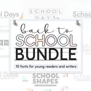 Paquete de fuentes escolares: fuentes de rastreo, fuentes de líneas de escritura a mano, fuentes Cricut, fuentes para profesores, fuentes para niños, fuentes de escritura, fuentes para profesores