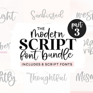 Paquete de fuentes Mini Modern Script, parte TRES: fuentes manuscritas, paquete de fuentes Cricut, fuentes de granja, fuentes de boda, fuentes cursivas
