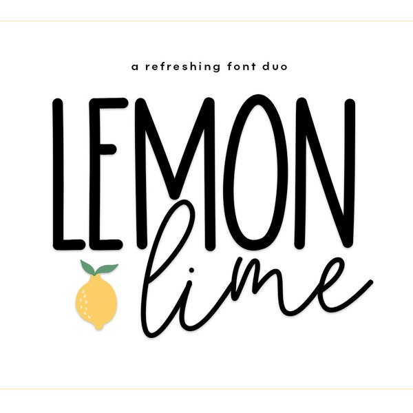 Lemon Lime Font Duo,  A Script & Print Handwritten Font Duo, Fonts for Cricut, Tall Font, Script Font