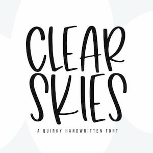 Clear Skies lettertype - eigenzinnig handgeschreven lettertype, Cricut lettertype, hoog lettertype, eigenzinnig, schattig lettertype, lettertypen voor Cricut, mager lettertype, Goodnotes-lettertypen