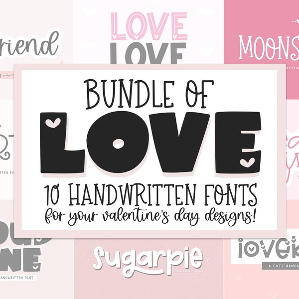 Font Bundle - Valentine's Day Fonts, Cute Fonts, Heart Font, Cricut Fonts, Love Fonts, Script Font, Procreate Fonts, Cricut Font Bundle