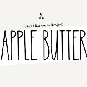 Apple Butter Schriftart - Dünne handgeschriebene Schriftart, Cricut Schriftarten, Bauernhaus Schriftarten, Tall Schriftart, Country Schriftart, Procreate Schriftarten, Schriftarten für Cricut