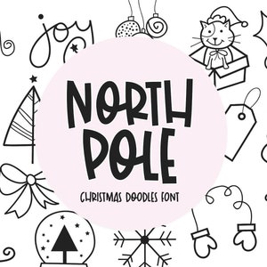 North Pole Doodles Font, Christmas Doodles, Winter Font, Cricut Font, Christmas Dingbats, Procreate Font, Christmas Fonts