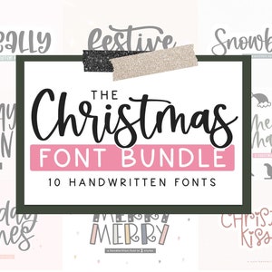 Christmas Font Bundle - Crafty Font Bundle, Cricut Fonts, Farmhouse Fonts, Script Fonts, Christmas Fonts, Holiday Fonts, Procreate Fonts